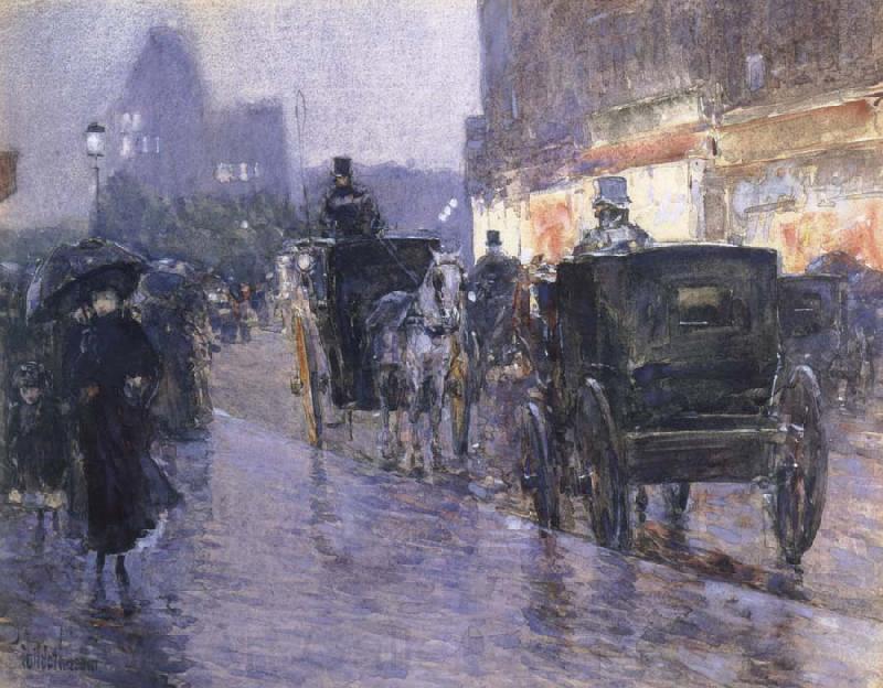 Childe Hassam Horse Drawn Coach at Evening Germany oil painting art